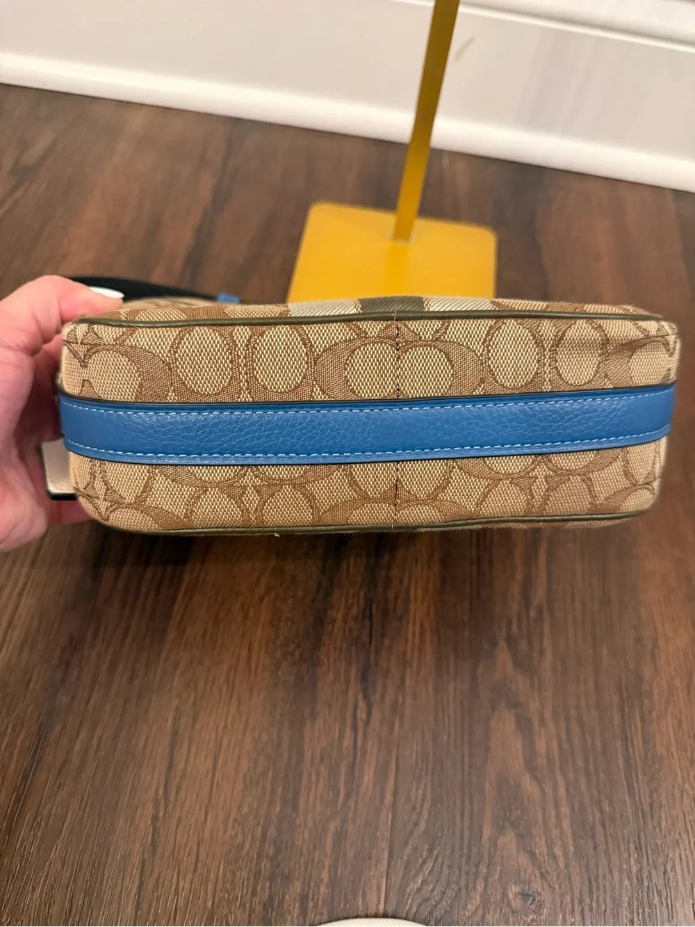 Coach Crossbody Bag in Brown, Black, Cream with Blue Strap Accents - Picture 9 of 9